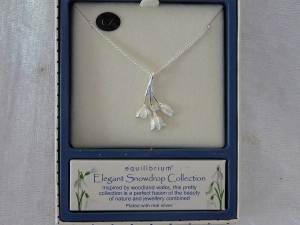 Equilibrium Necklace Snowdrop Flower Drop with Cubic Zirconia